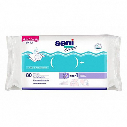 Салфетки влажные 30х20, 80шт   "SENI CARE" 